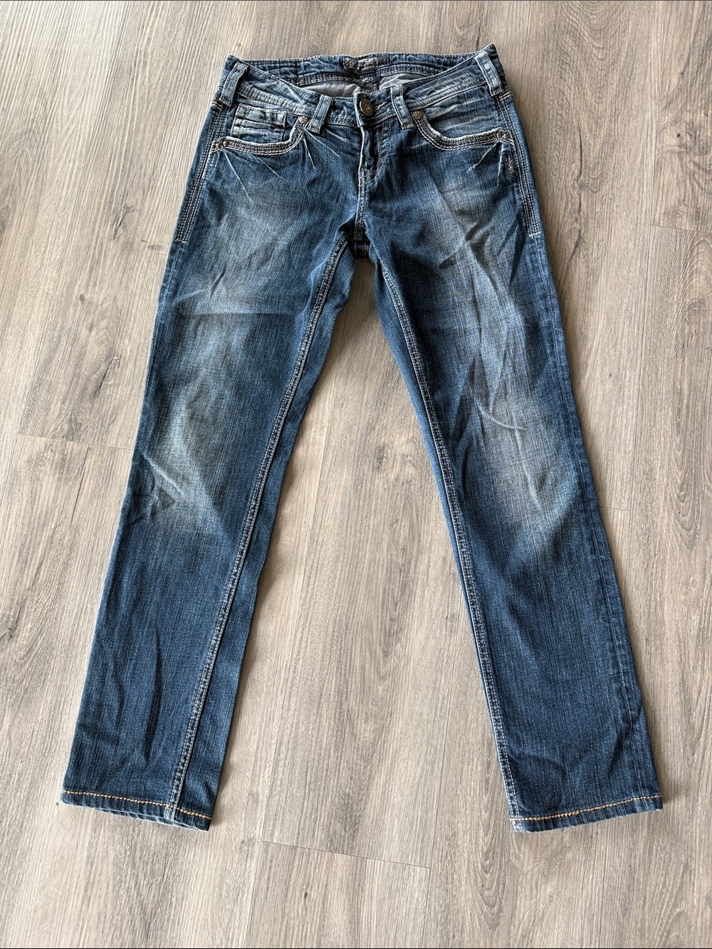 Aiko Distressed Blue Straight Slim Jeans size 25
